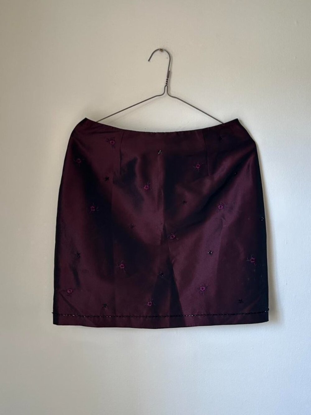 Y2K 90's Ann Taylor Maroon Beaded Mini Skirt